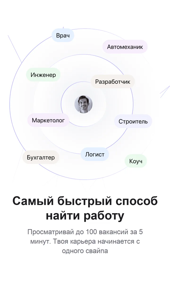 Экран приложения: профессии вокруг профиля